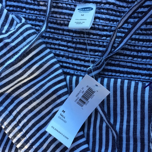 Old Navy Fit and Flare Striped Dress Navy M Tall - Picture 3 of 8